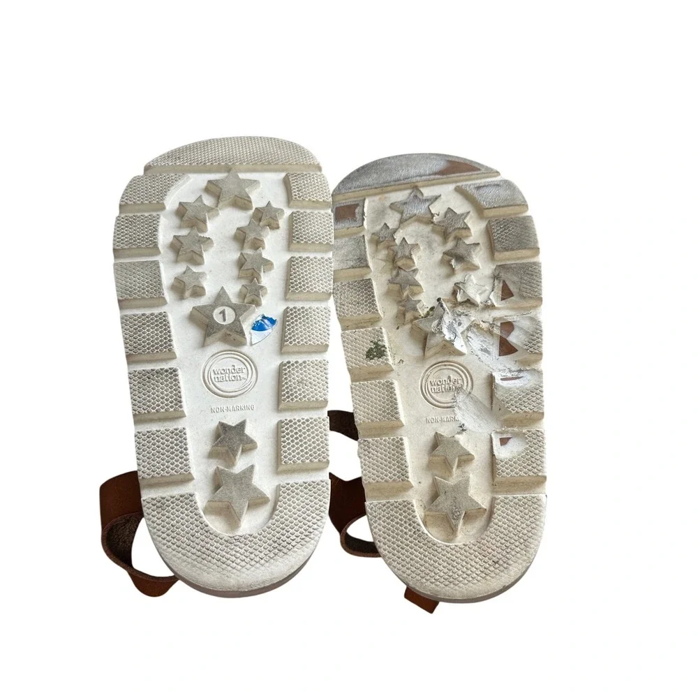 Wonder Nation Kids Brown Strappy Gladiator Sandals Buckle Closure‎ Size 1